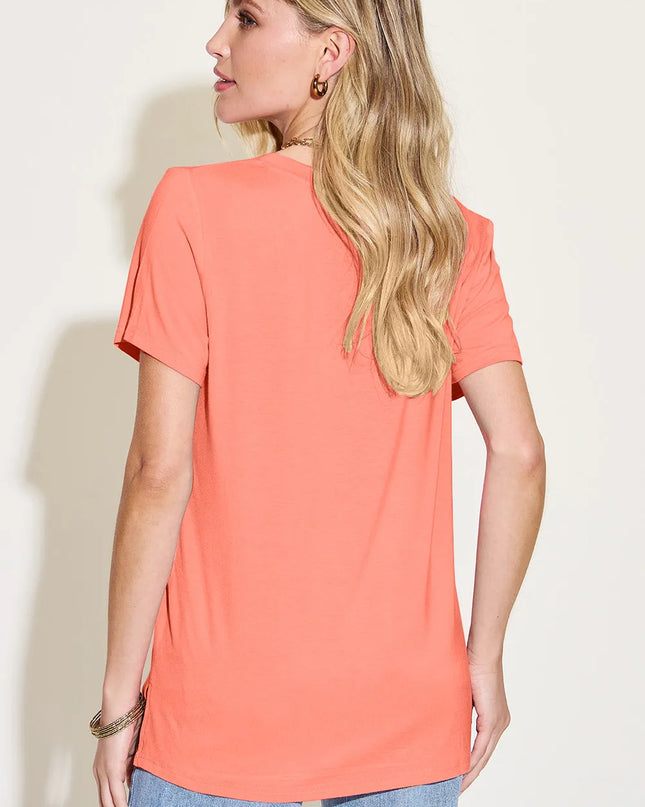 Basic Bae Bamboo Full Size V-Neck High-Low T-Shirt