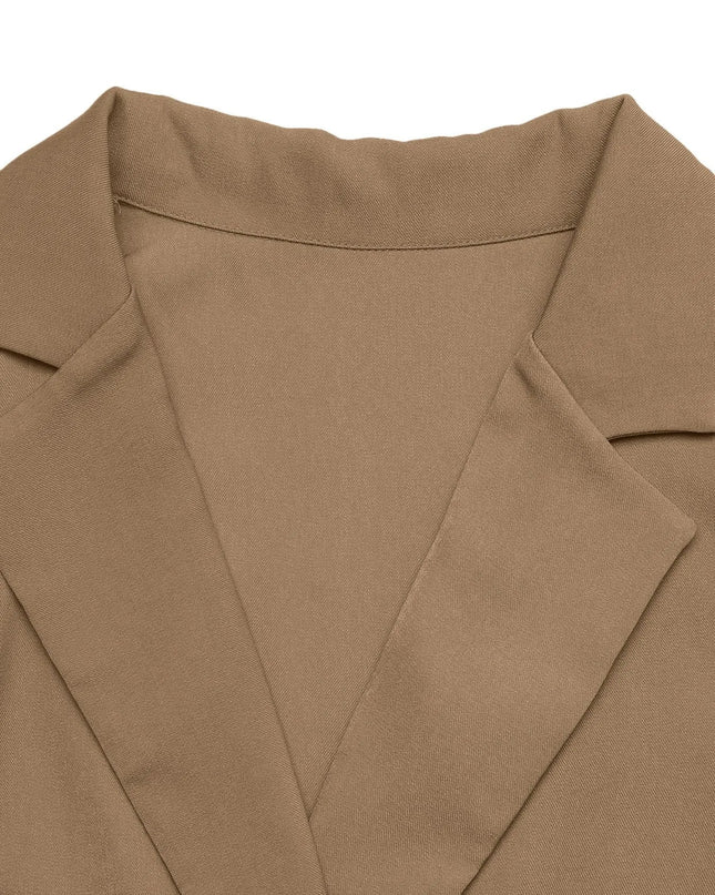 Lapel Collar Leopard Cuff Long Sleeve Blazer