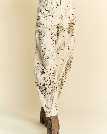 Davi & Dani Abstract Tie Dye Dot Lace Detail Barrel Pants