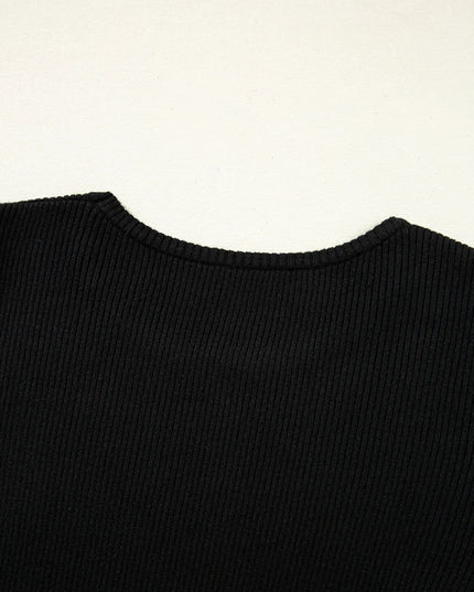 Ribbed Knit Cold Shoulder Sweater