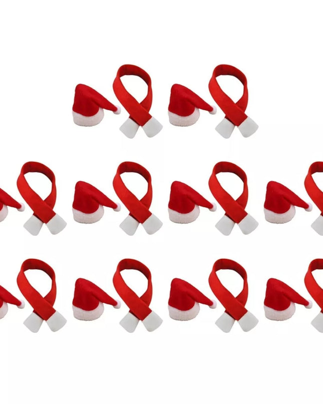 2 Piece Christmas Wine Bottle Santa Hat & Scarf Decorative Covers