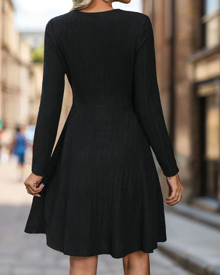 Perfee Cutout Long Sleeve Knee Length Dress