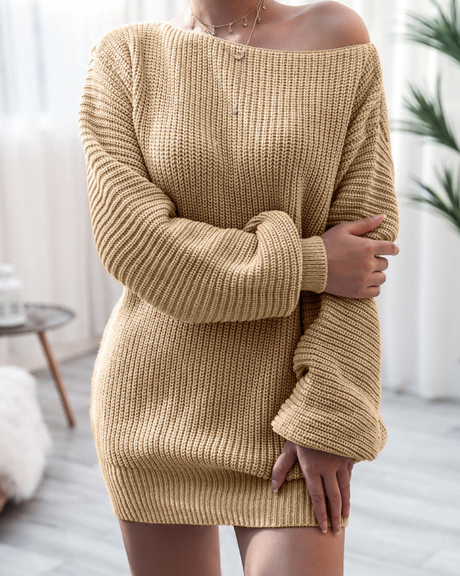 Rib-Knit Mini Sweater Dress