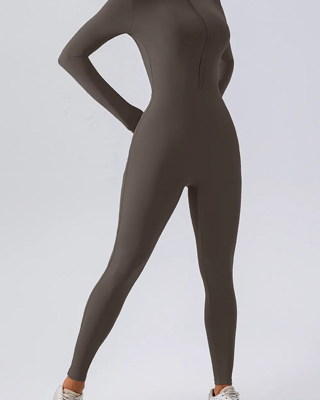 Half Zip Mock Neck Active Jumpsuit 
