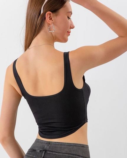 Seam Detail Cropped Denim Tank