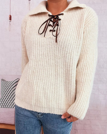 Lace Up Long Sleeve Sweater