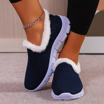 Breathable Mesh Fuzzy Slip-Ons Blue