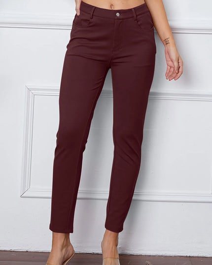 StretchyStitch Pants by Basic Bae Burgundy