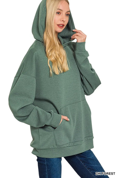 Zenana Oversized Scuba Hoodie with Kangaroo Pocket