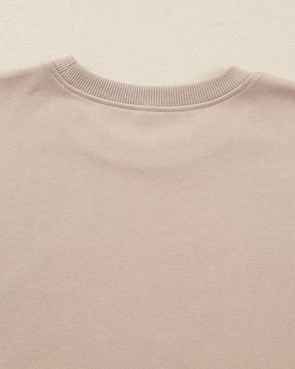 Solid Color Oversize Slit Sweatshirt and Ribbed Leggings 2pcs Set