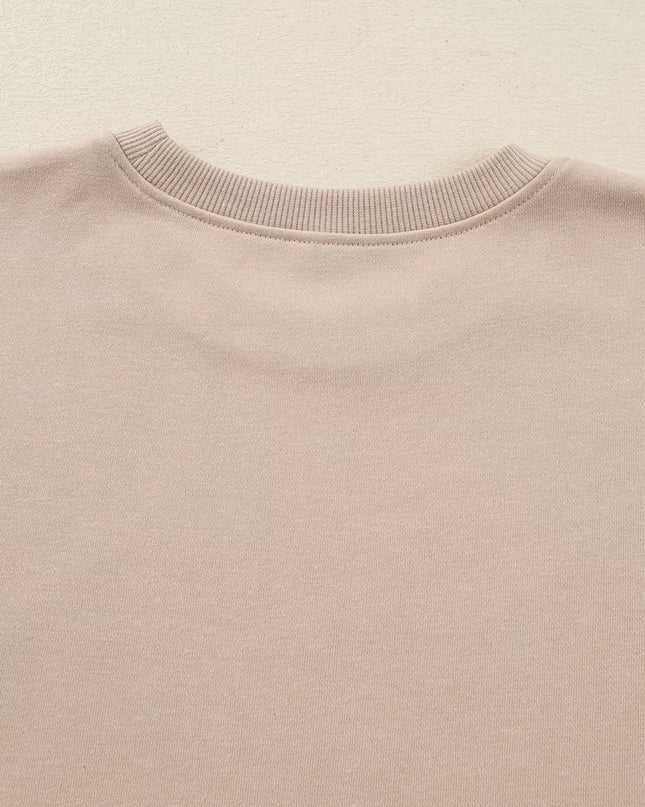 Solid Color Oversize Slit Sweatshirt and Ribbed Leggings 2pcs Set