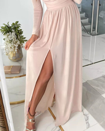 Slit Surplice Cold Shoulder Maxi Dress