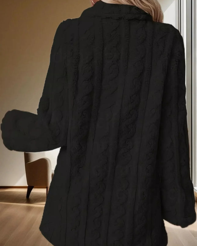 Double-Breasted Fleece Longline Coat