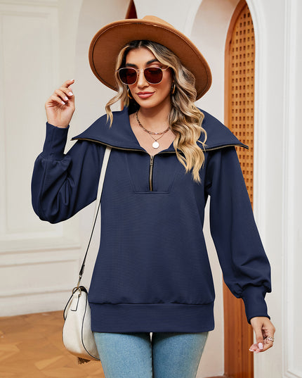 Half-Zip Collared Sweatshirt