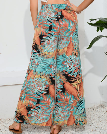 Printed Split Wide Leg Long Pants