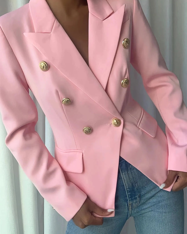 Decor Button Lapel Collar Blazer