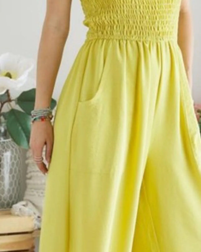 ADORA Smocking Top Wide Leg Jumpsuit 