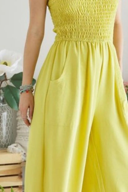 ADORA Smocking Top Wide Leg Jumpsuit 