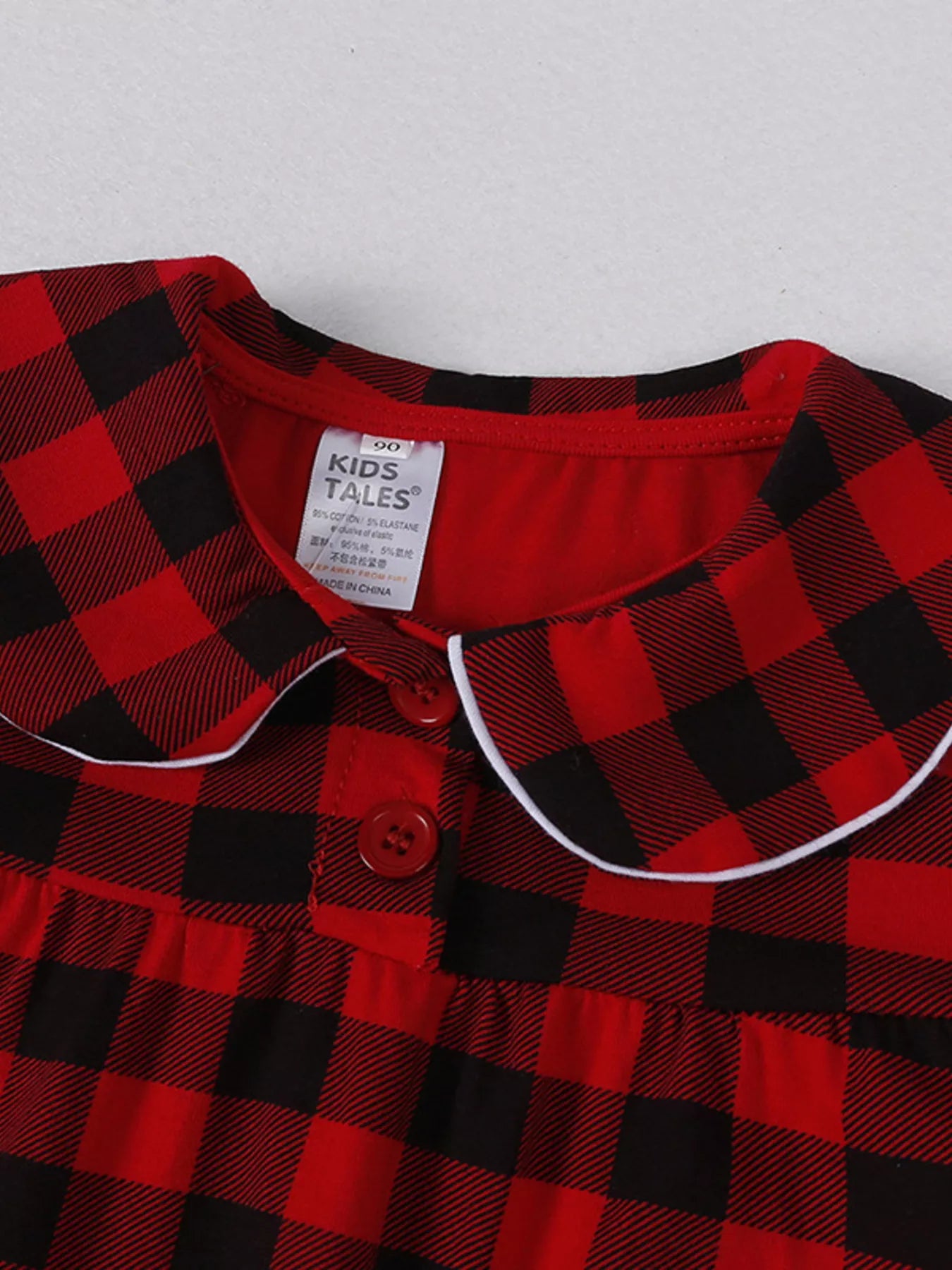 Children's Plaid Ruffle Hem Long Sleeve Dress