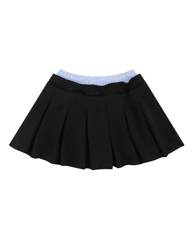 Drawstring Pleated Mini Skirt