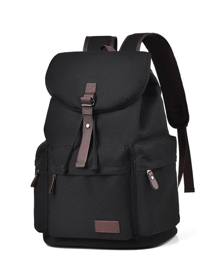 Multi Pockets Adjustable Strap Canvas Backpack Bag Black One Size