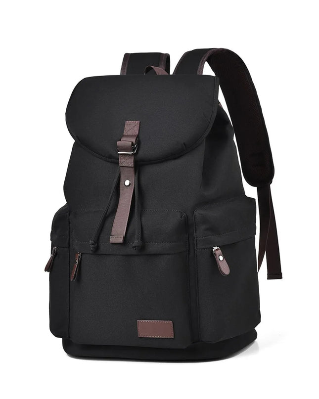 Multi Pockets Adjustable Strap Canvas Backpack Bag Black One Size