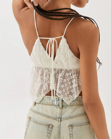 Lace Cropped Cami with Flowy Hem