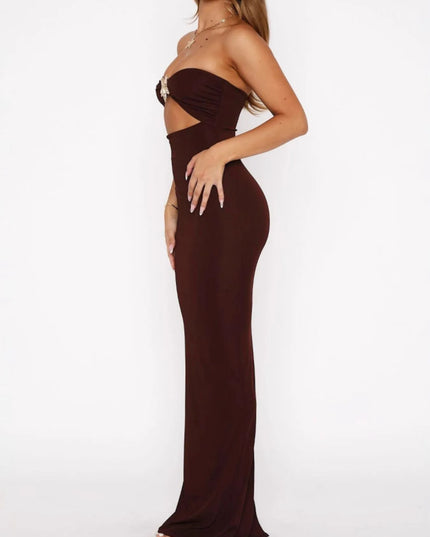 Cutout Sweetheart Neck Tube Maxi Dress