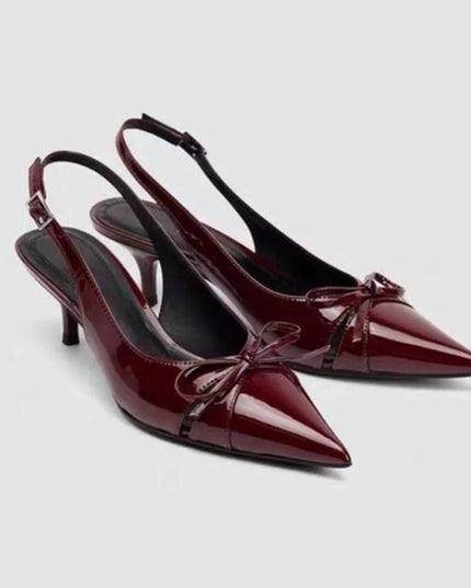 Bow Point Toe Slingback Pumps 