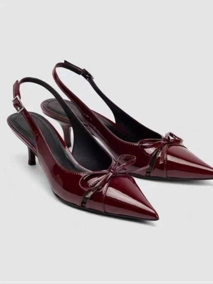 Bow Point Toe Slingback Pumps 