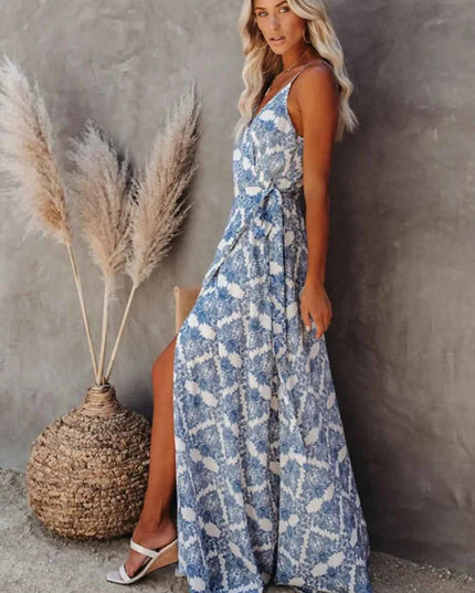 Printed Tied Maxi Cami Dress