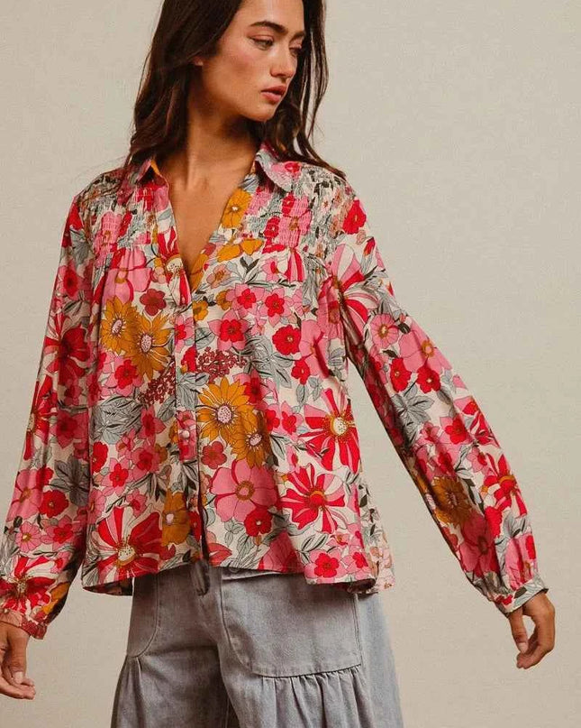 BiBi Woven Floral Printed Shirt Top
