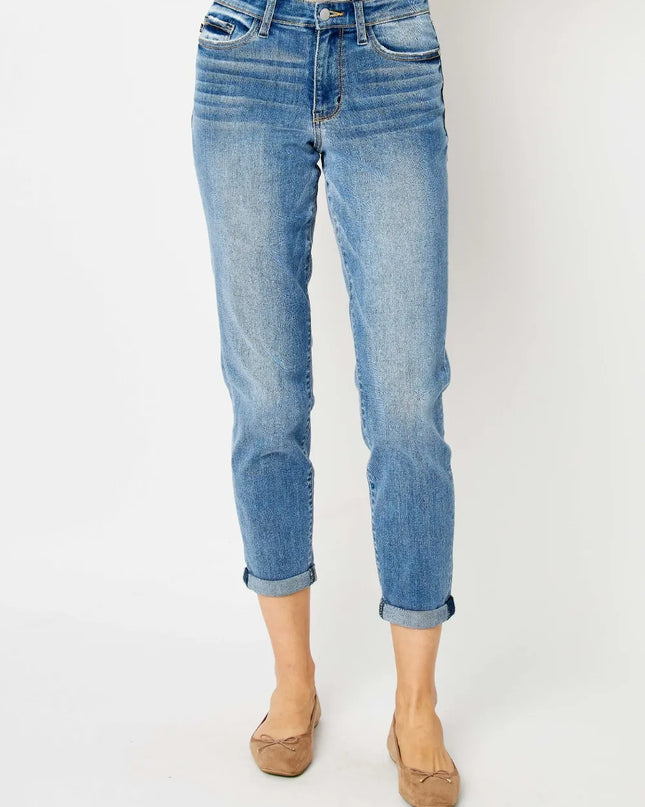 Judy Blue Full Size Cuffed Hem Slim Jeans