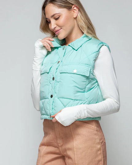 Snobbish Snap Down Quilted Crop Vest