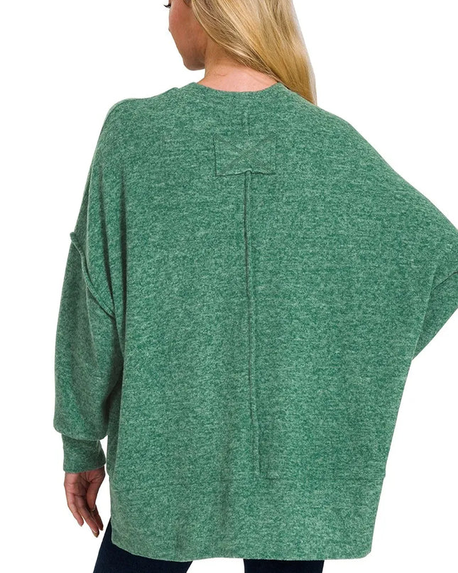 Zenana Brushed Melange Hacci Oversized Sweater
