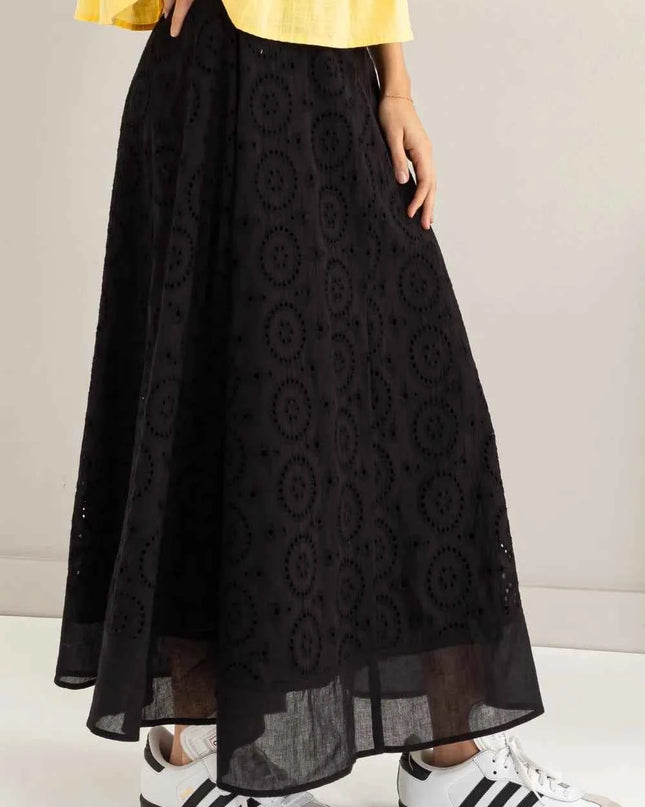 HYFVE Eyelet High-Waist Midi Skirt