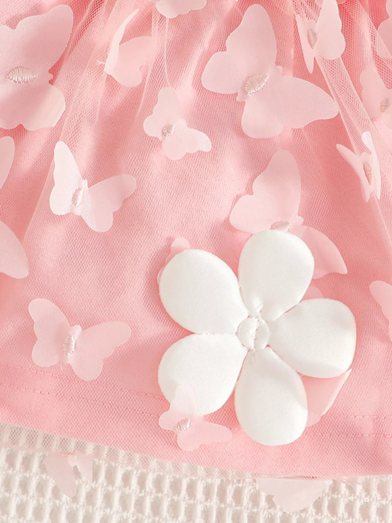 Children's Butterfly Decor Flower Applique Dress with Headband