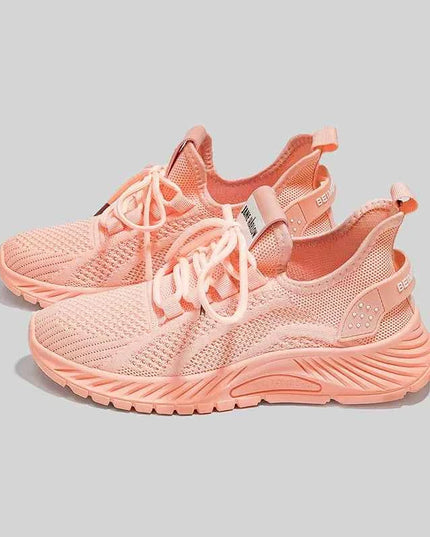 Mesh Lace-Up Platform Athletic Shoes