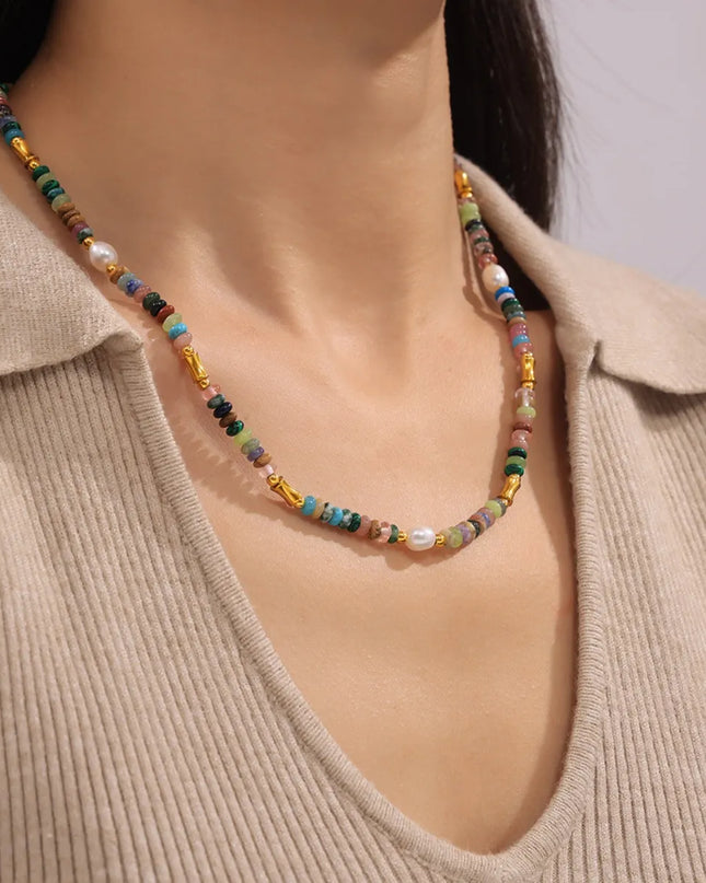 Bohemian Natural Stone Pearl Beaded Jewelry Set 