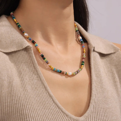 Bohemian Natural Stone Pearl Beaded Jewelry Set 