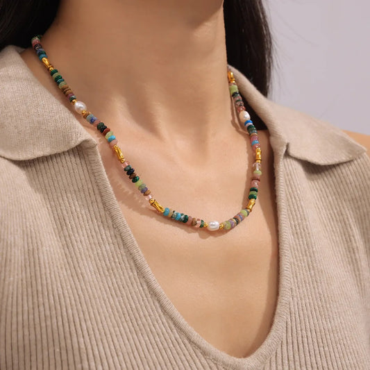 Bohemian Natural Stone Pearl Beaded Jewelry Set 