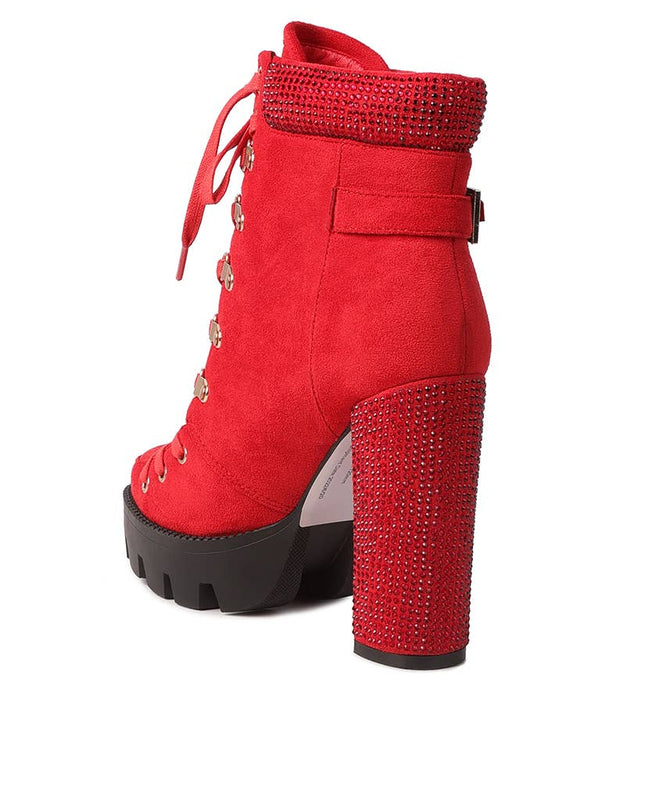 Birch Diamante Set Block Heeled Ankle Boot