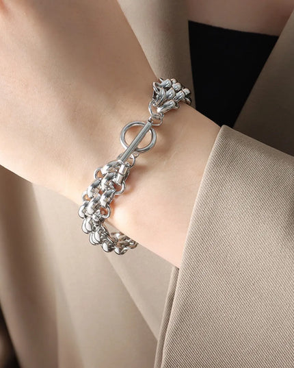 Gold Chain Link Jewelry Set with Necklace and Bracelet 