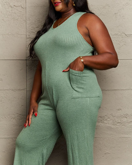 HEYSON Don't Get It Twisted Full Size Rib Knit Jumpsuit