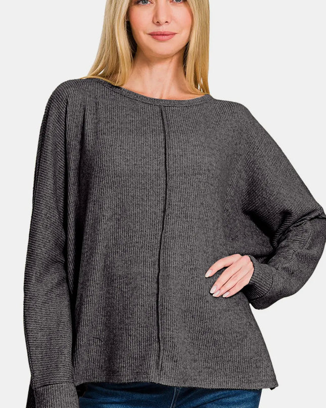 Zenana High-Low Side Slit Round Neck T-Shirt