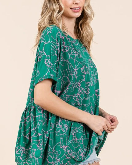 Mittoshop Abstract Print Round Neck Short Sleeve Top