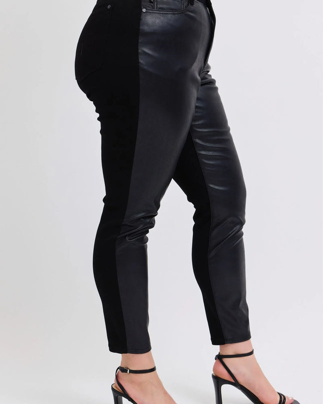 Judy Blue Plus Size HW Faux Leather Skinny Pants