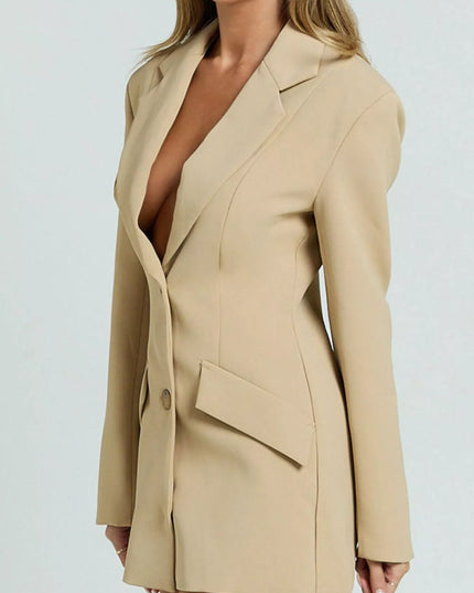 Lapel Collar Fitted Blazer Dress