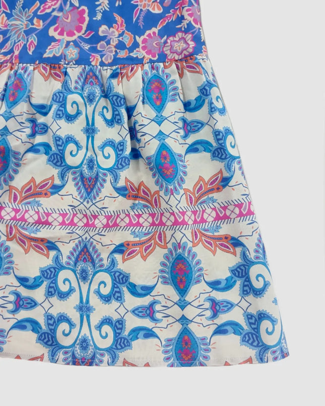 Smocked Off-Shoulder Printed Top and Skirt Set