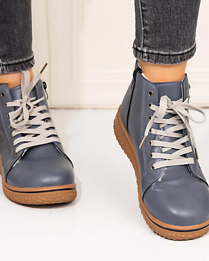 Round Toe Platform Boots Blue